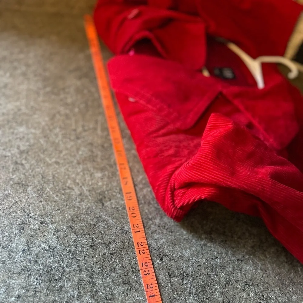 Y2K GAP Womens Large Red Corduroy Button Front Satin Lined Pea Coat